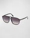 Tom Ford Men's Bruce Acetate Square Sunglasses In Grey