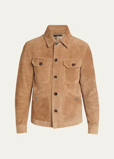 Tom Ford Heathered Suede Jacket In Brown