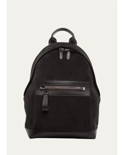 Tom Ford Men's Buckley Suede Leather-trim Backpack In Charcoal G