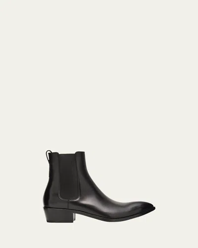 TOM FORD MEN'S BURNISHED LEATHER CHELSEA BOOTS