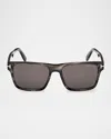 Tom Ford Square Frame Sunglasses In Shiny Striped Black Havana