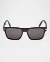 Tom Ford Calder 55mm Square Sunglasses In Shny Blk Smk