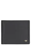Tom Ford Black Small Grain Leather Bifold Wallet In Black
