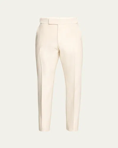 Tom Ford Men's Cannete Flat-front Trousers In Ivory