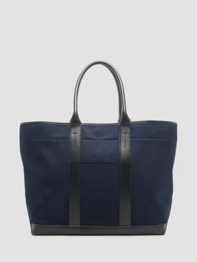Tom Ford Men's Canvas & Leather Large Tote In Black