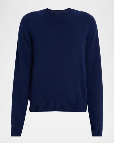 Tom Ford Men's Cashmere And Lambswool Raglan Crewneck Sweater In Blue