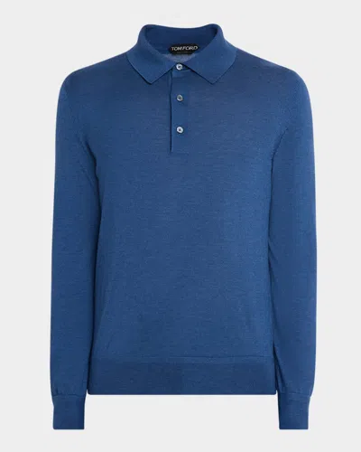 Tom Ford Men's Cashmere And Silk Long-sleeve Polo Sweater