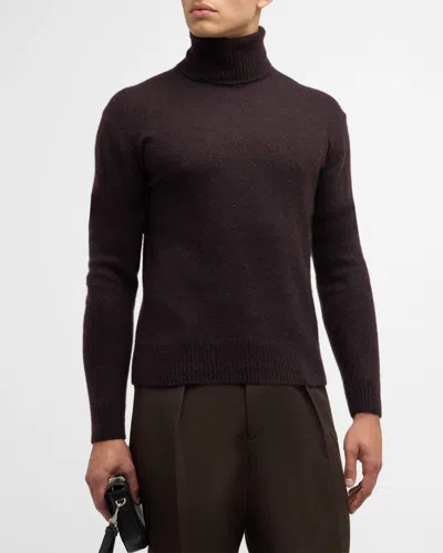 Tom Ford Men's Cashmere And Silk Turtleneck Sweater In Wine