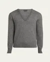 Tom Ford Men's Cashmere And Silk V-neck Sweater In Light Char