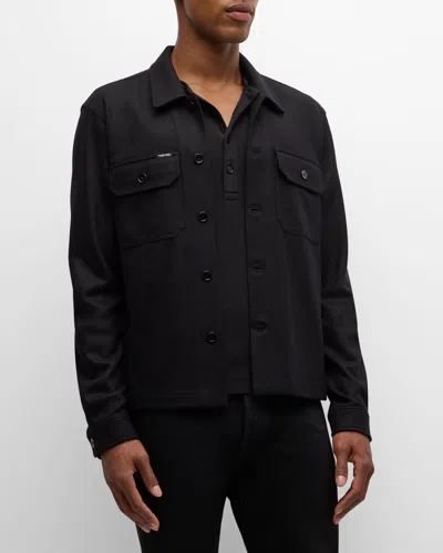 Tom Ford Men's Cashmere Button-front Overshirt In Black