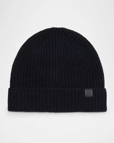 TOM FORD MEN'S CASHMERE RIBBED BEANIE HAT
