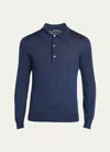 Tom Ford Men's Cashmere-silk Polo Sweater In Midnight B