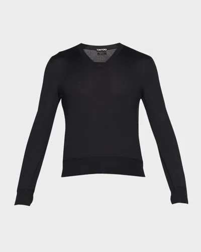 Tom Ford Men's Cashmere V-neck Sweater In Black