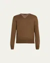 Tom Ford Ribbed V-neck Jumper In Wood