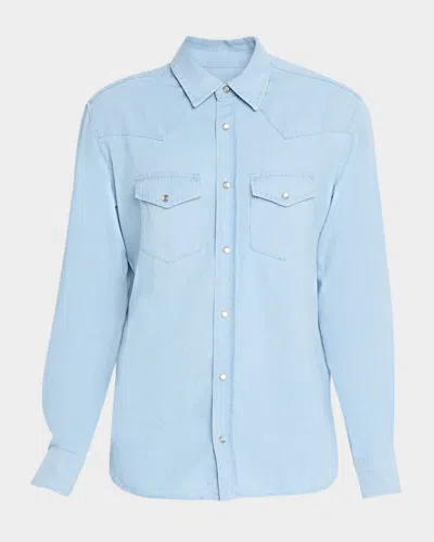TOM FORD MEN'S CHAMBRAY SLIM FIT SNAP-FRONT WESTERN SHIRT