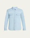 Tom Ford Men's Chambray Snap-front Western Shirt In Pale Blue
