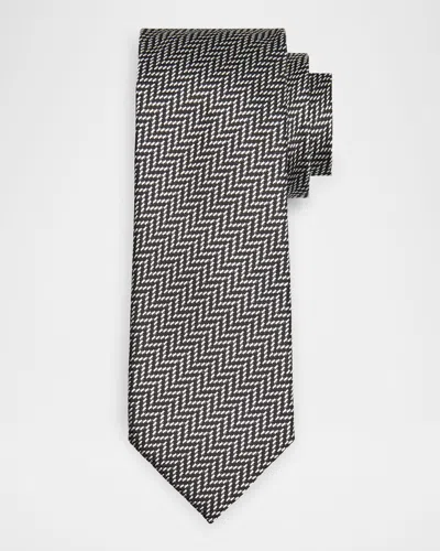 Tom Ford Men's Chevron Silk Tie In Black