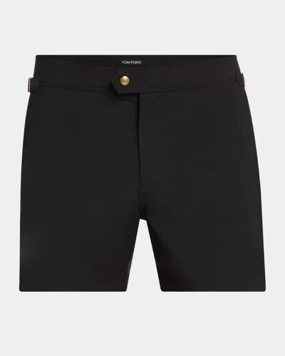 TOM FORD MEN'S COMPACT POPLIN SWIM SHORTS