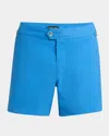 Tom Ford Men's Compact Poplin Swim Shorts In Royal Blue