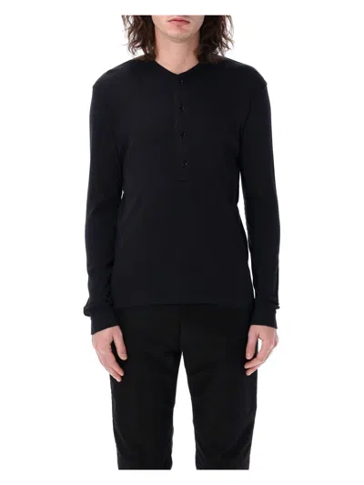TOM FORD MEN'S COTTON AND MODAL RIB HENLEY TOP