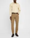Tom Ford Men's Cotton And Silk Military Casual Button-down Shirt In Beige