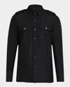 Tom Ford Black Shirt With Tonal Buttons And Patch Pockets In Cotton Man In Black