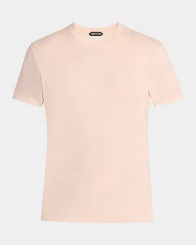 Tom Ford Cotton Mélange Crewneck T-shirt In Petal Pink