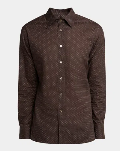 TOM FORD MEN'S COTTON POLKA DOT MODERN-FIT DRESS SHIRT