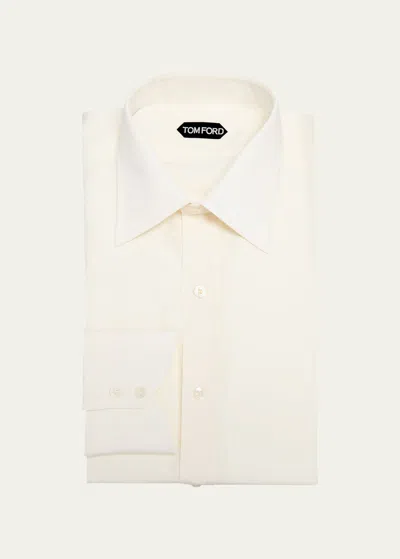 Tom Ford Men's Cotton-silk Slim Fit Dress Shirt In White