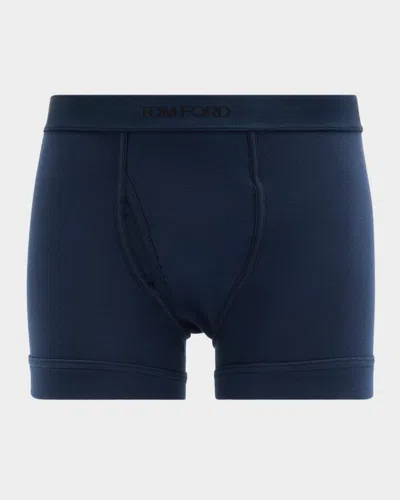 Tom Ford Om Ford Logo Print Boxer In Dark Sapphire