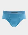 Tom Ford Stretch-cotton Briefs In Frost Blue