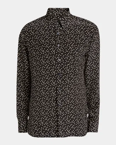 Tom Ford Dotted Silk Crepe De Chine Fluid Shirt In Multicolor