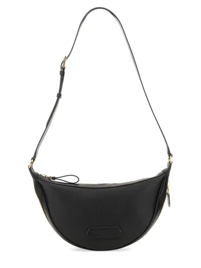 Tom Ford Men's Crescent Leather Bag In Black