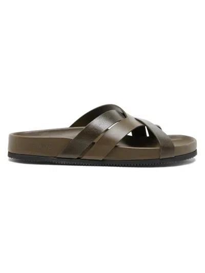 Tom Ford Men's Crisscross Strap Leather Sandals In Green