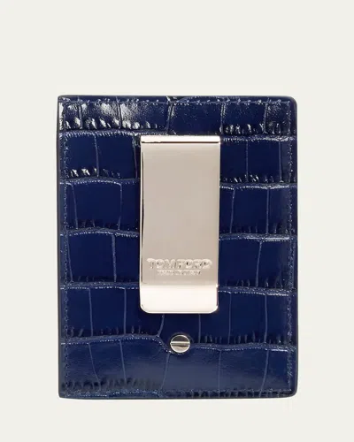 Tom Ford Men's Croc-effect Money Clip Card Holder