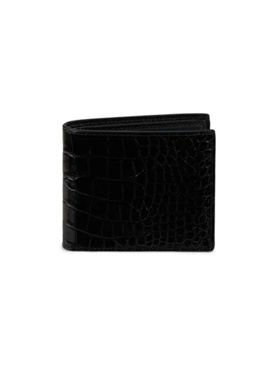 Tom Ford Men's Croc-embossed Bifold Wallet In Black