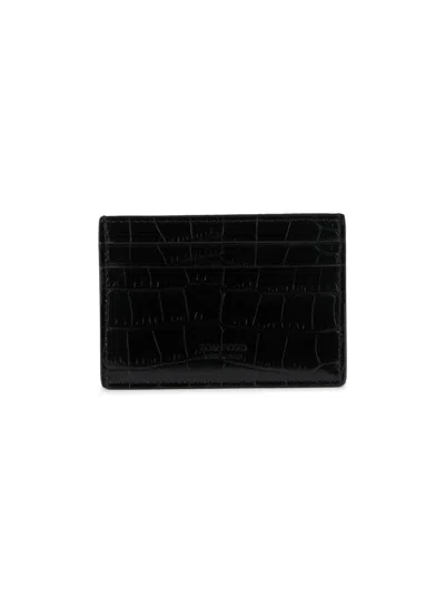 Tom Ford Men's Crocodile-embossed Leather Money Clip Card Holder In Black