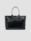 Tom Ford Crocodile-effect Leather Tote Bag In Black