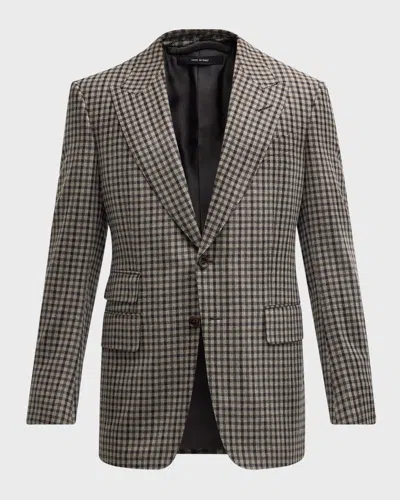 Tom Ford Men's Damier Shelton Check Sport Coat In Brown