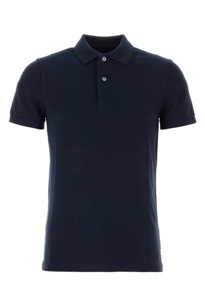 Tom Ford Men Dark Blue Piquet Polo Shirt