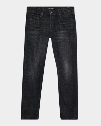 Tom Ford Men's Dark Rinse Denim Straight-fit Jeans In Black