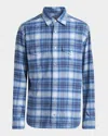 Tom Ford Men's Defused Check Slim Fit Western Shirt In Blue