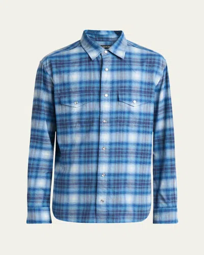 TOM FORD MEN'S DEFUSED CHECK SLIM FIT WESTERN SHIRT