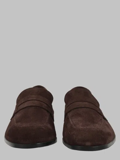Tom Ford Sean Penny Suede Calf Leather Loafers In Brown