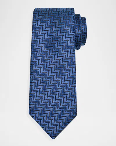 Tom Ford Men's Diagonal Chevron Silk Tie In Blue