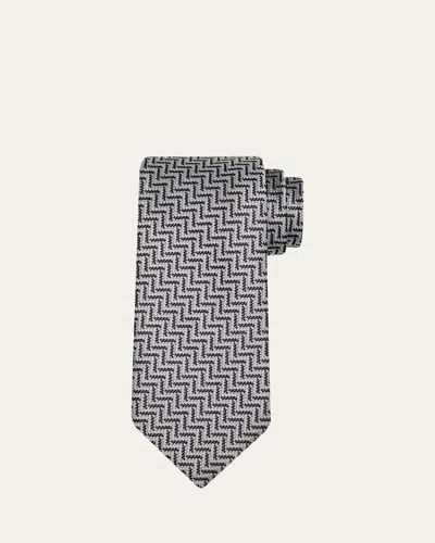 Tom Ford Men's Diagonal Chevron Silk Tie In Gray