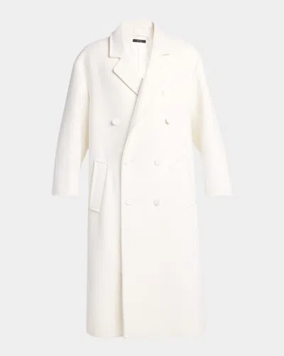 Tom Ford Men's Double Splittable Cashmere Double-breasted Overcoat In White