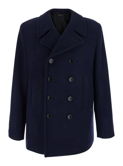 Tom Ford Men's Double-breasted Wool Jacket With Notched Revers In Blue