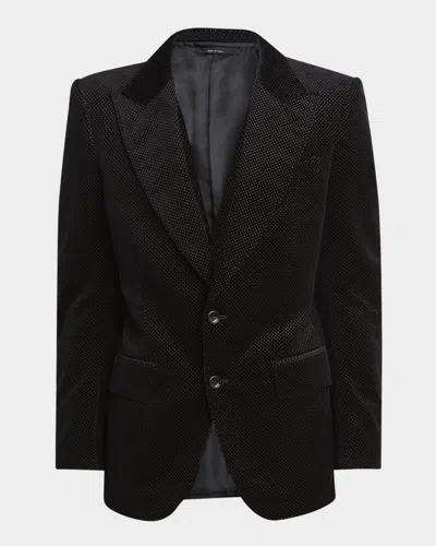 Tom Ford Men's Dyllan Velvet Polka Dot Dinner Jacket In Black