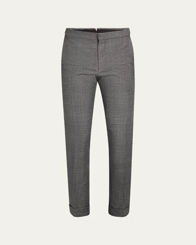 Tom Ford Men's Dyllan Wool Check Trousers In Grey Multi